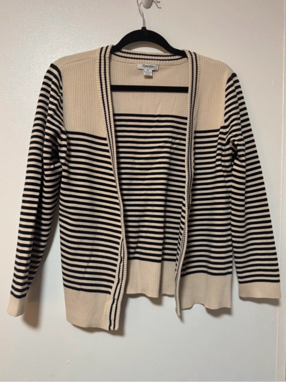 Hannah Striped Open-Front Cardigan - Cream & Black